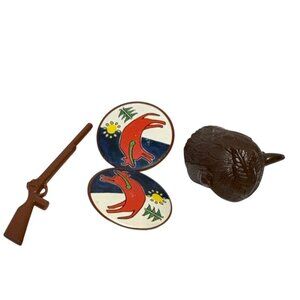 Vtg Playmobile Replacement Parts Shotgun, Buffalo Horned Headress, Shield